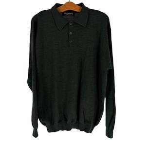 Vintage Brandini Made in Italy 100% Extrafine Merino Wool Polo Sweater Mens L